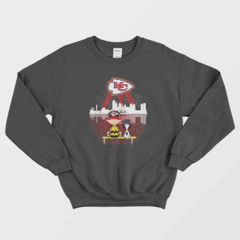 Charlie Brown Snoopy Chiefs Football Game Day Cute Graphic Sweatshirt